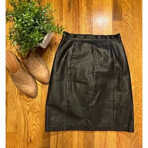 Amati Vintage 90s Black Genuine Leather Zipper Skirt Women’s 6 Bikercore Grunge